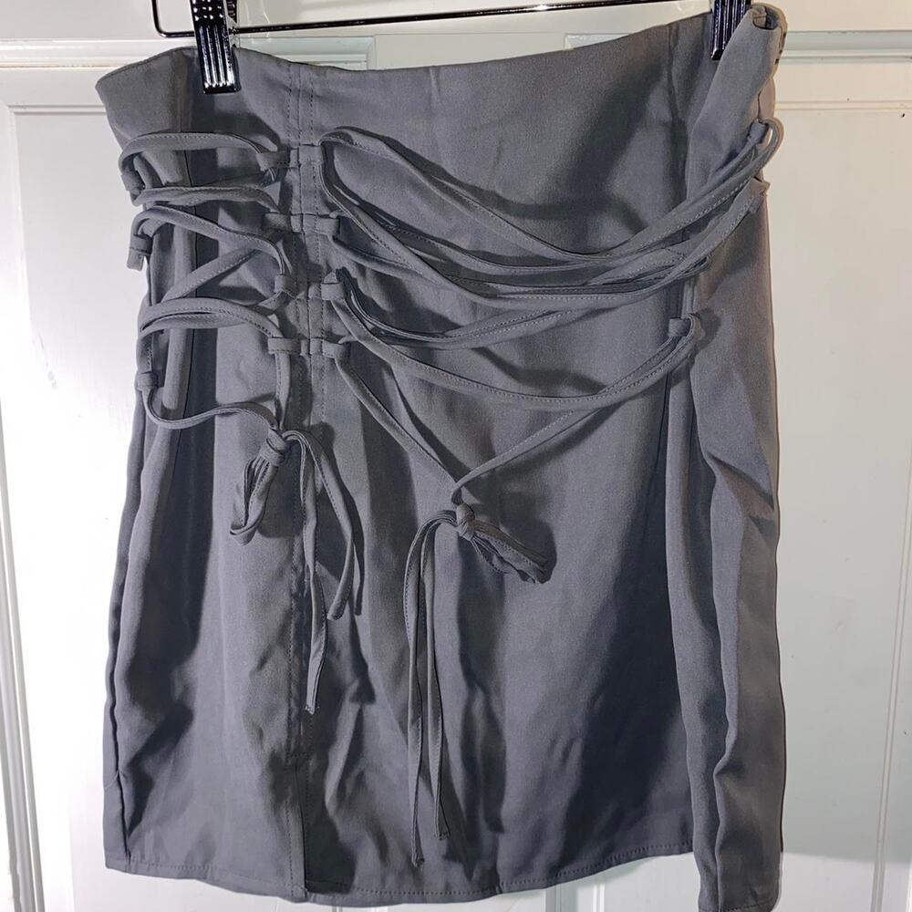Grey mini skirt with lace up